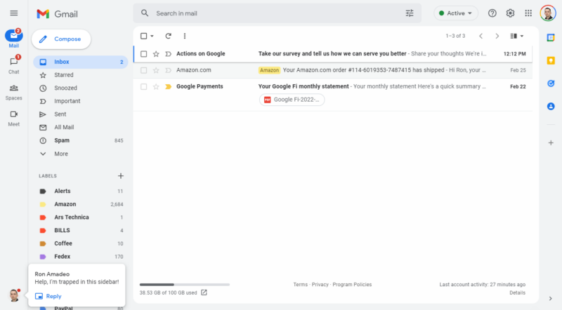 Hands-on: Gmail’s new sidebar feels like a big banner ad for Google Chat