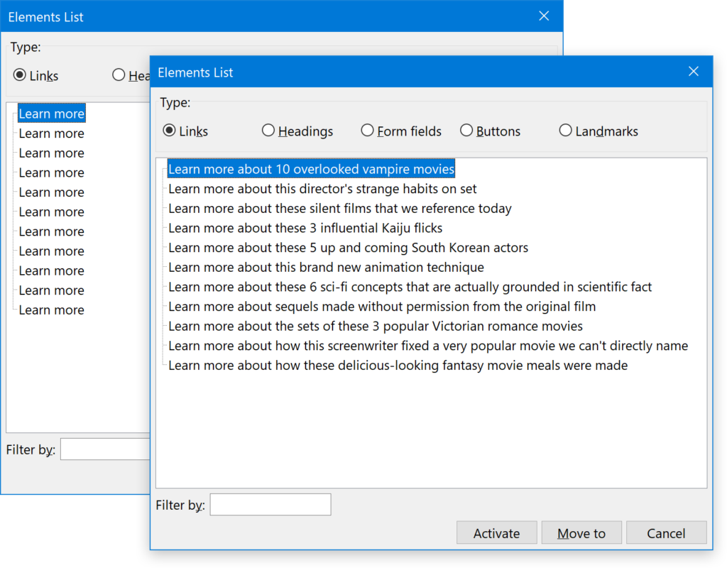 Voice Control Usability Considerations For Partially Visually Hidden Link Names