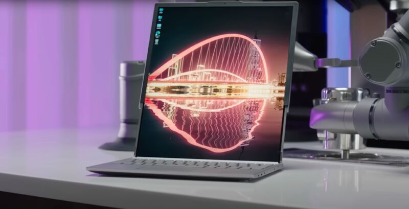 Lenovo demos laptop that rolls from 13 to 15 inches with the flip of a switch