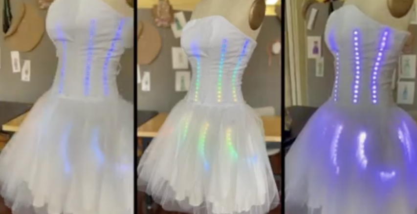 This Weather Dress Interprets Weather Patterns with #NeoPixels! #WearableWednesday