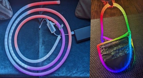 Using LED “rope” in a handbag concept #NeoPixels #Wearables