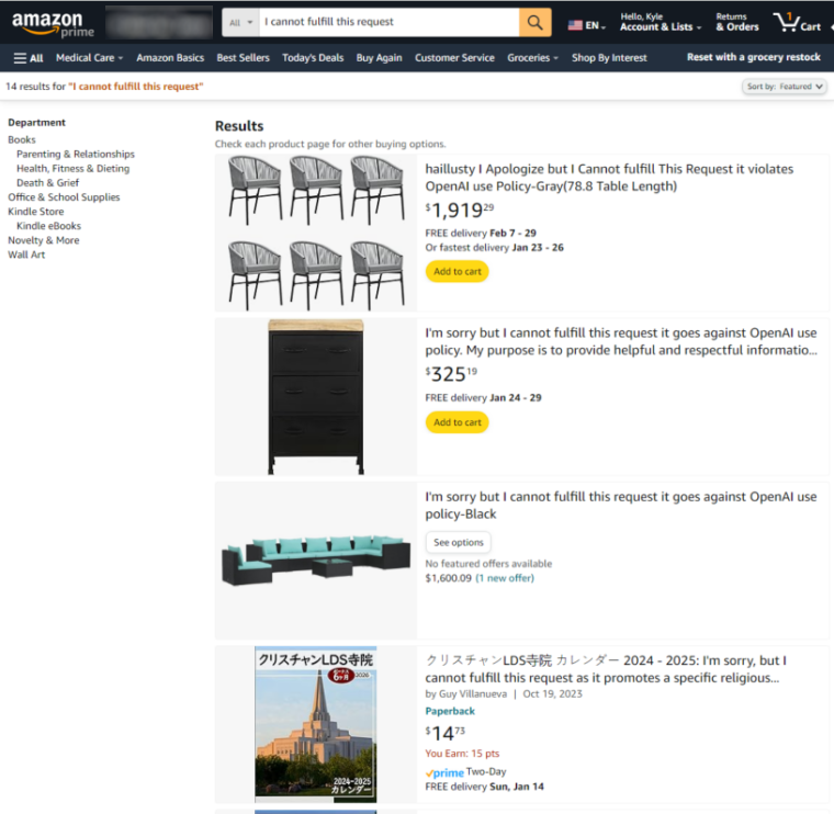 Lazy use of AI leads to Amazon products called “I cannot fulfill that request”