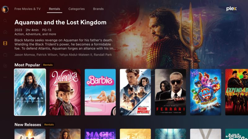Plex, where people typically avoid Hollywood fees, now offers movie rentals