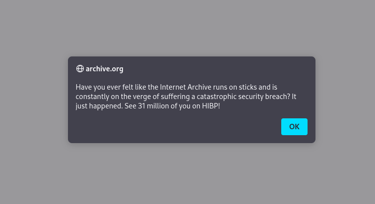 Archive.org, a repository storing the entire history of the Internet, has a data breach