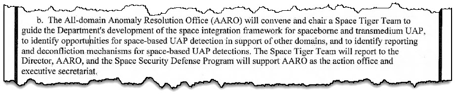 Newly Released Documents Show UAP “Space Tiger Team” Built Around Space and Transmedium Cases