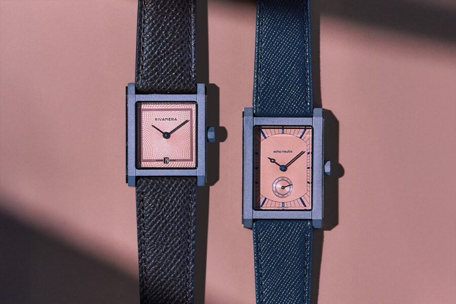 echo/neutra Gives Its Brutalist Titanium Rivanera an Antique Pink Dial
