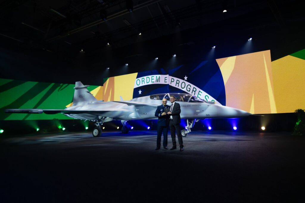 Saab rolls out its first Gripen F fighter for Brazilian air force customer