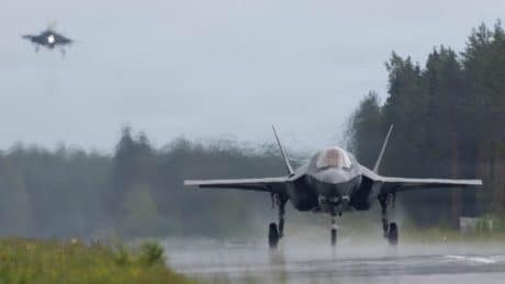 USMC F-35Bs Fly for the First Time from Finnish Highway During Ramstein Flag