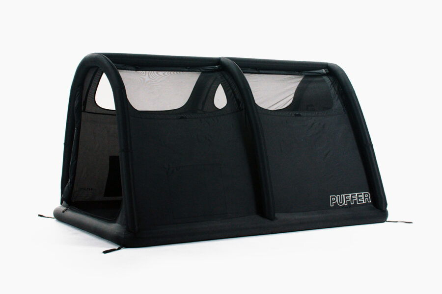 Puffer’s Blacked-Out Inflatable Tent Pitches Itself in Two Minutes With Zero Poles