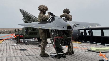 Royal Navy Trials First At-Sea Strike Drone Launch