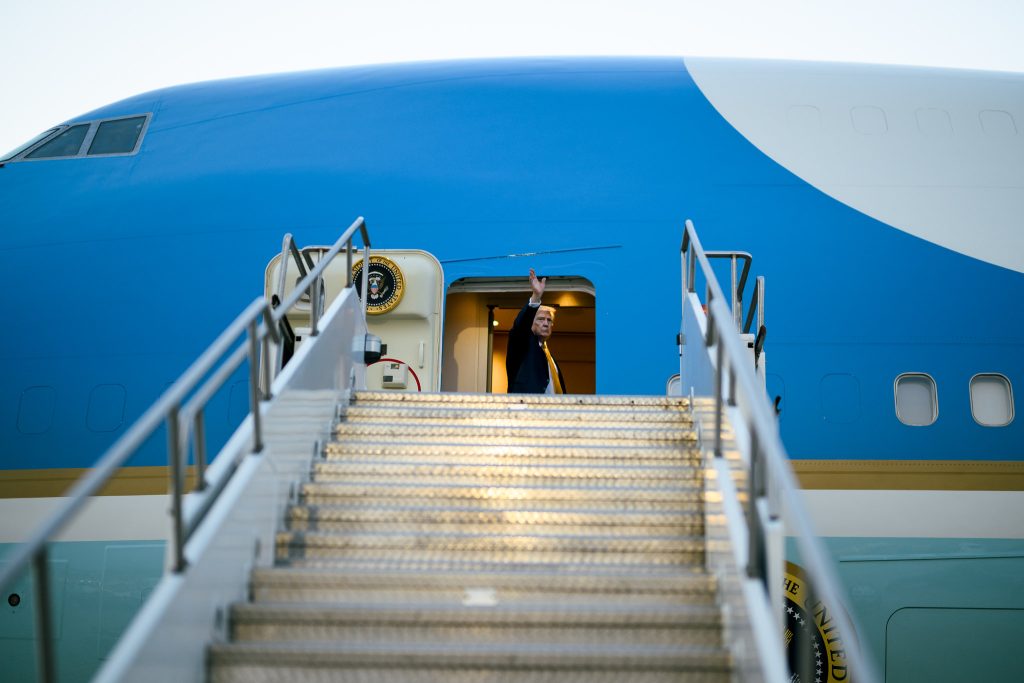 Trump ditches new Air Force One jet on maiden international voyage