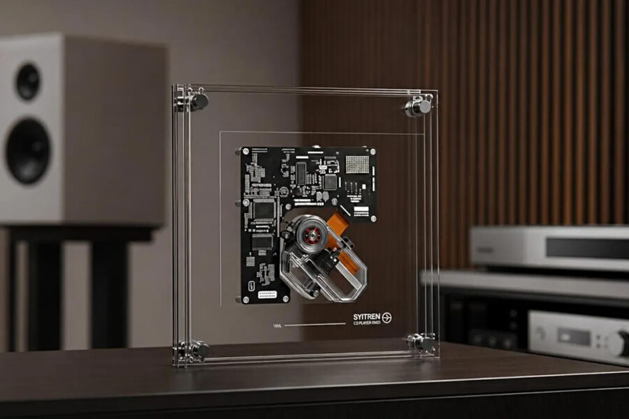 Syitren Built a Transparent CD Player That Hangs Your Discs Like Framed Art