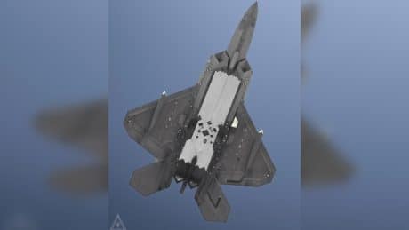 F-22 Raptor Spotted Again With Stealth Pods and Unusually Colored Underside