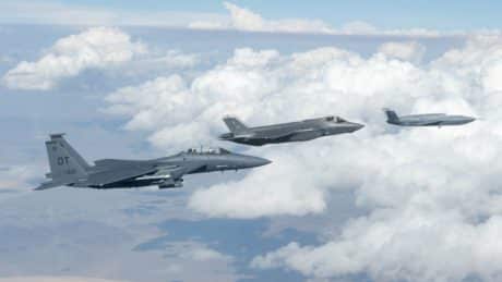 FQ-42 Vengeance CCA Flies Alongside F-35 Lightning II and F-15E Strike Eagle