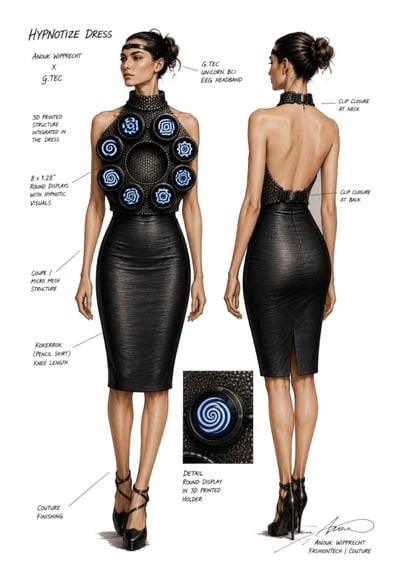 The Hypnotize Dress: a fashion tech piece that reads your concentration performance powered by ESP32-S3 #ArtTuesday #Wearables